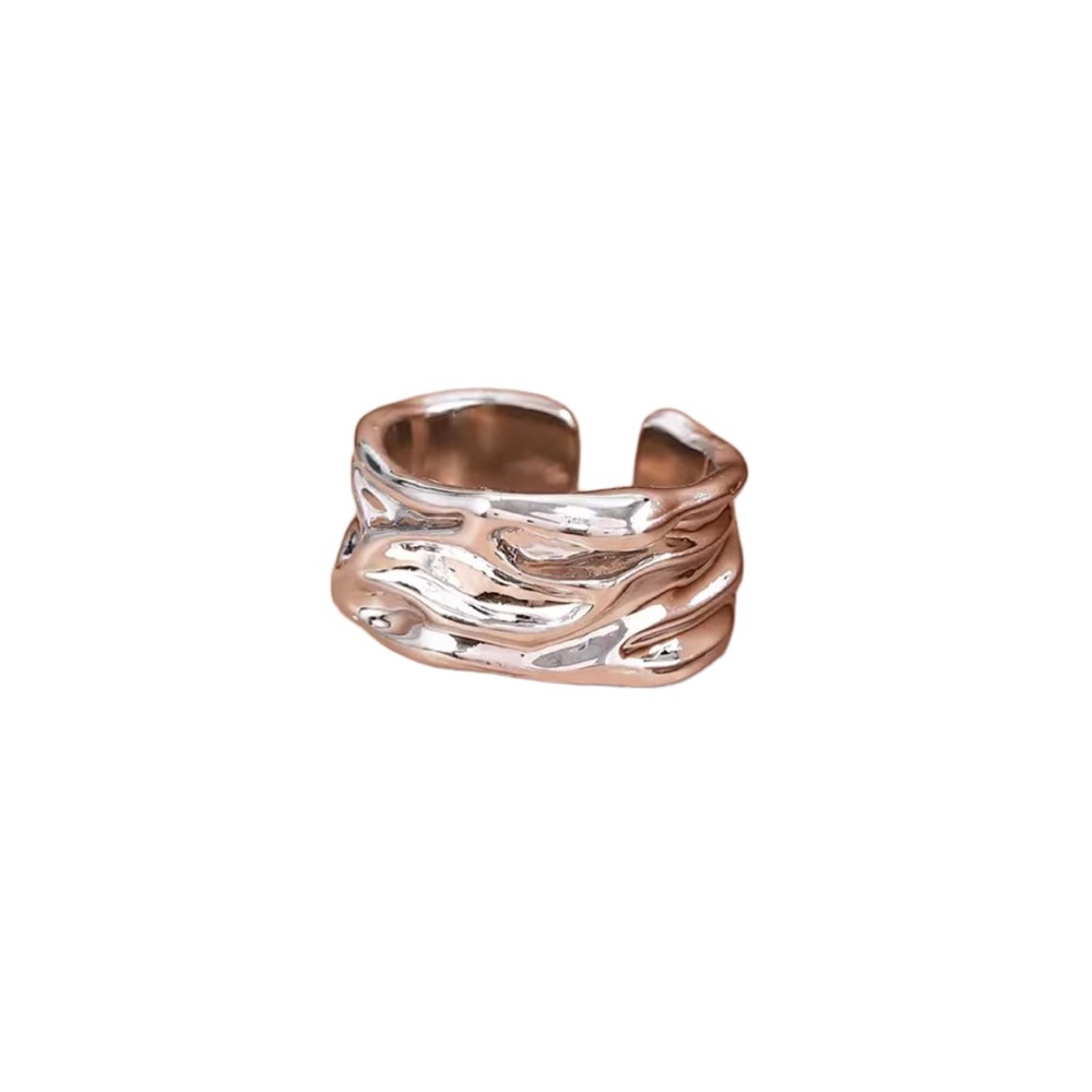 Silver Plated Wrinkle Look Minimalist Cuff Ring